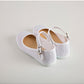 White Linen Flower Girl Shoes - back