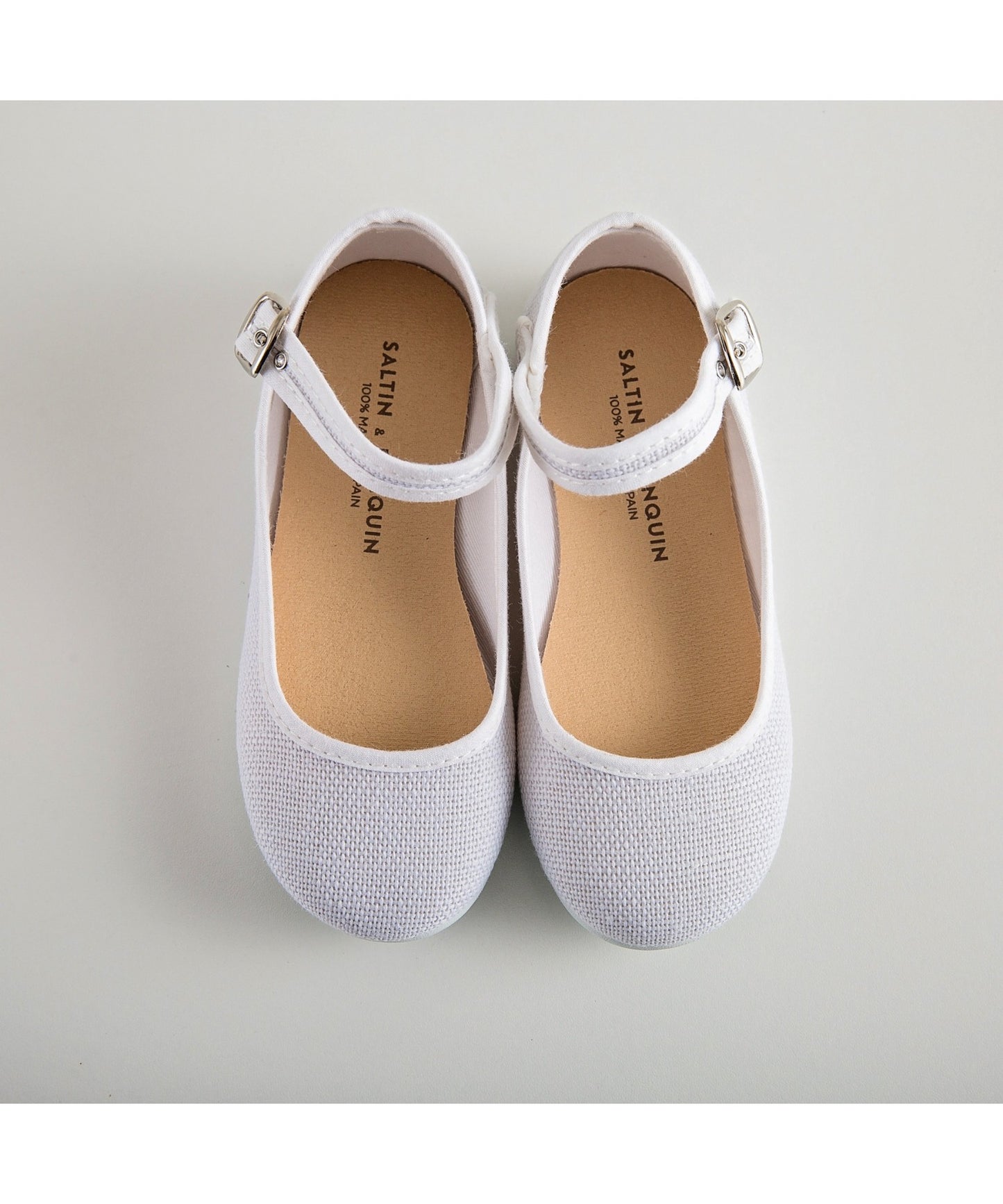 White Linen Flower Girl Shoes - top