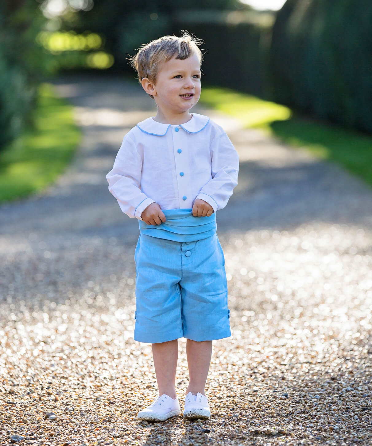 Blue Linen Page Boy Outfit | Amelia Brennan