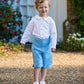 Blue Linen Pageboy Outfit by Amelia Brenan Weddings