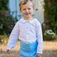 Linen Page Boy Shirt with Blue Trim | Amelia Brennan