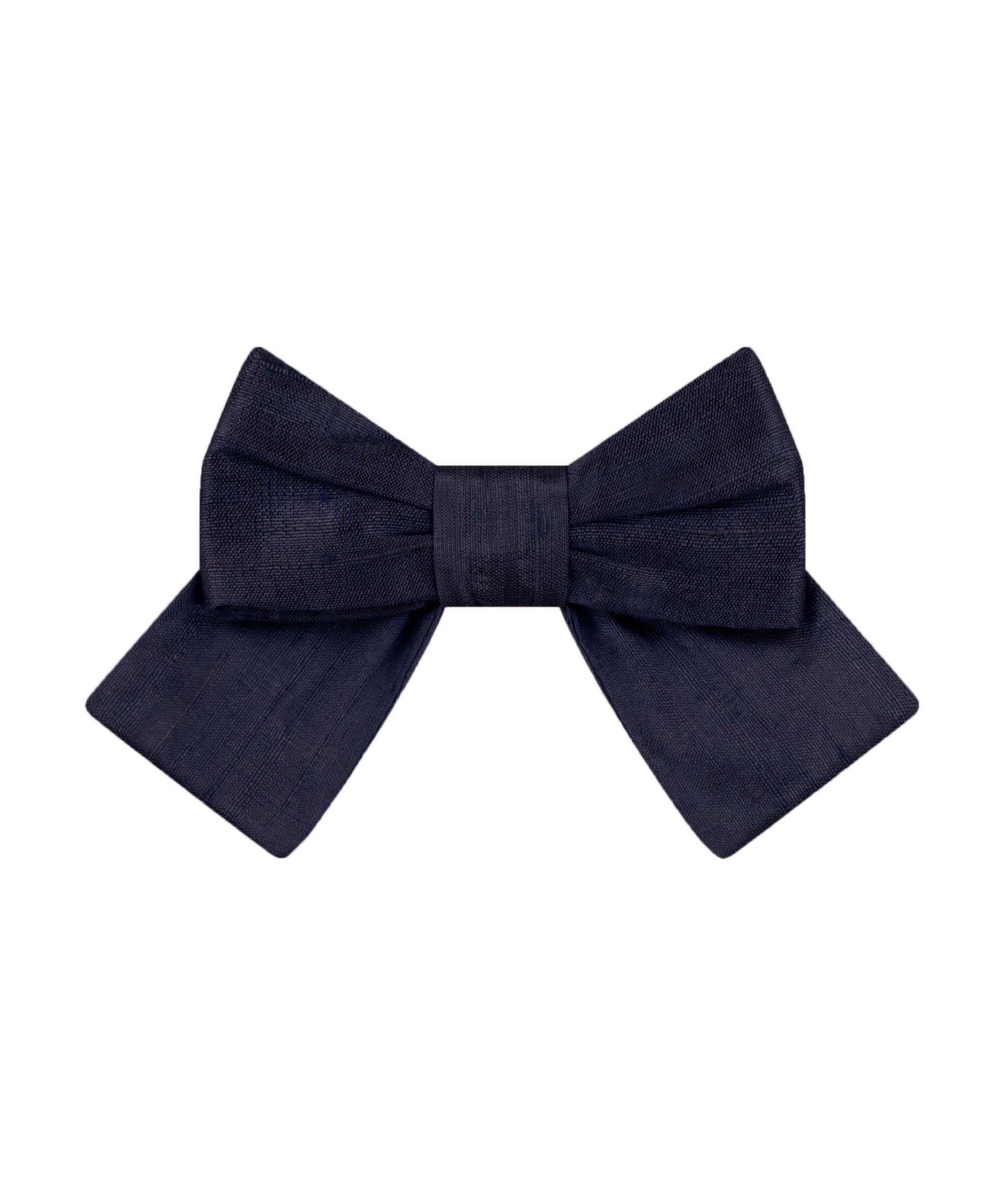 Navy Silk Hair Clip Bow