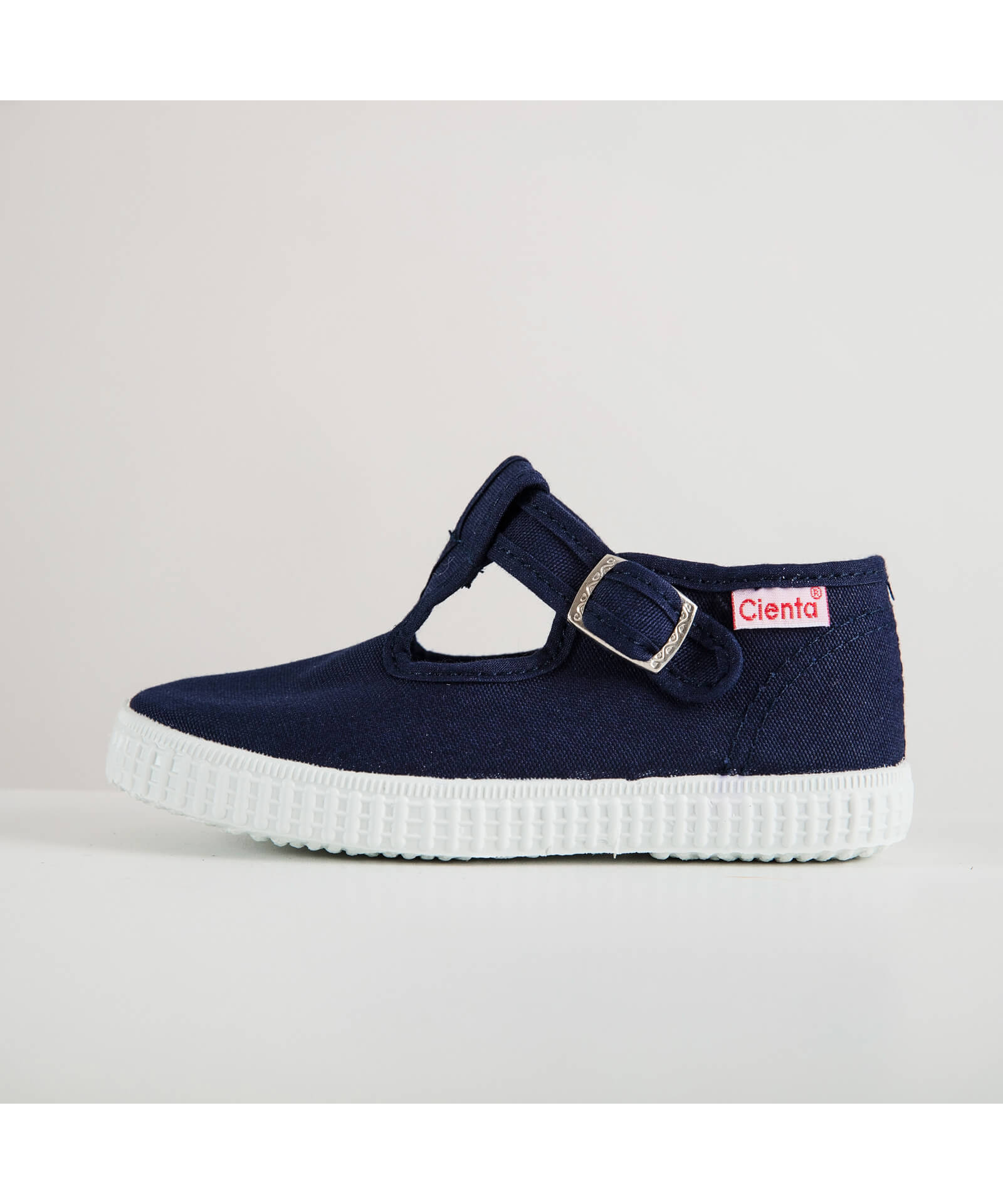 Navy T-Bars kids shoes by Cienta (side)