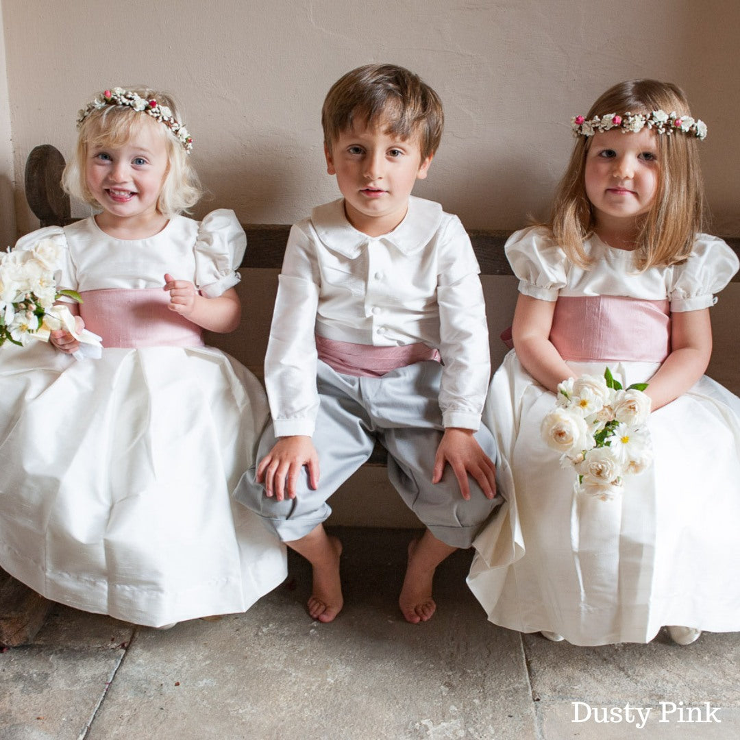 Dusty Pink Silk Flower Girl Sash