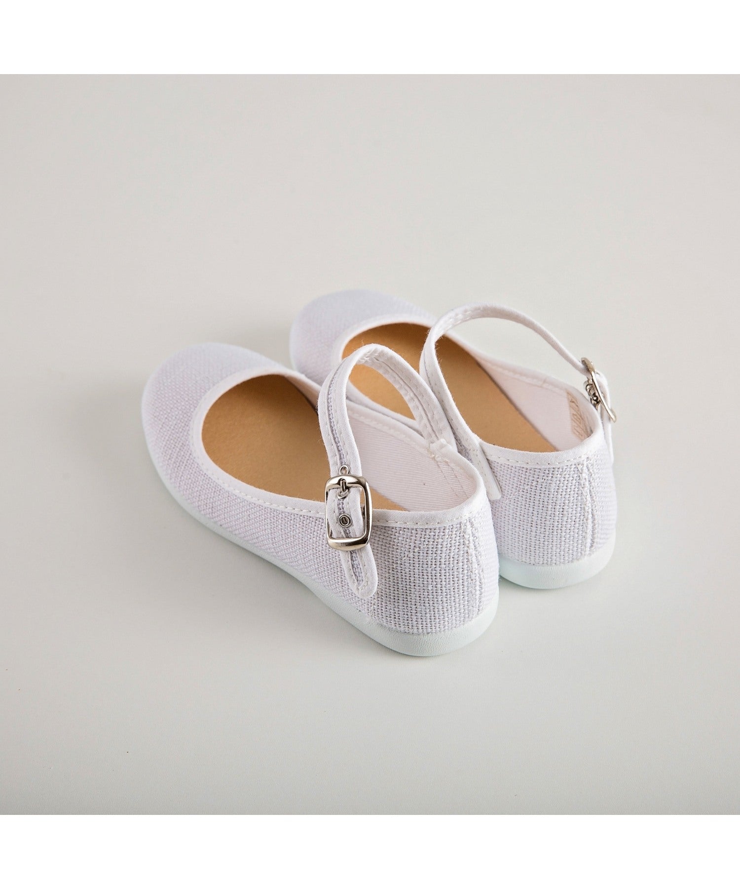 White Linen Flower Girl Shoes - back