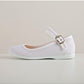 White Linen Flower Girl Shoes