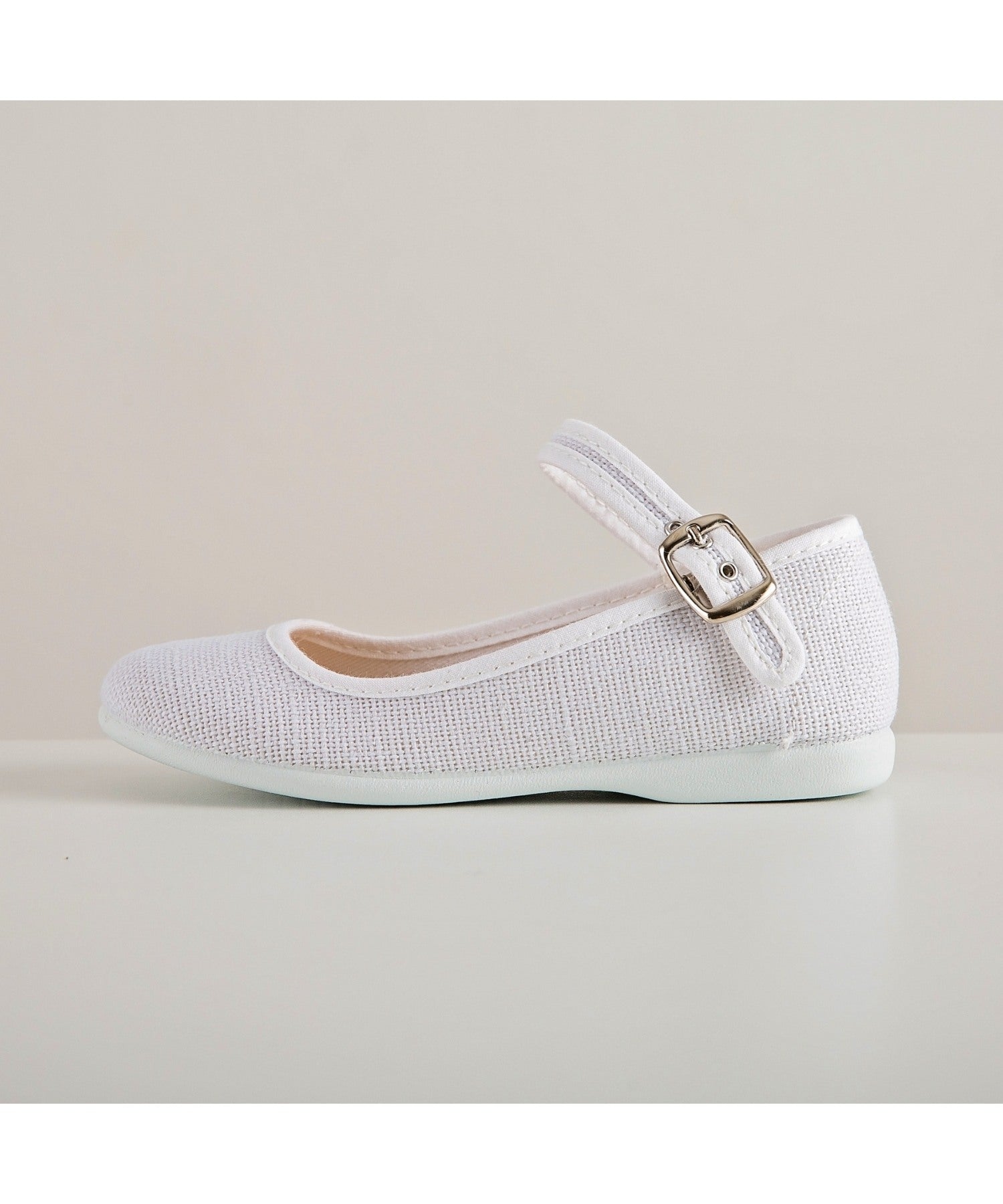 White Linen Flower Girl Shoes
