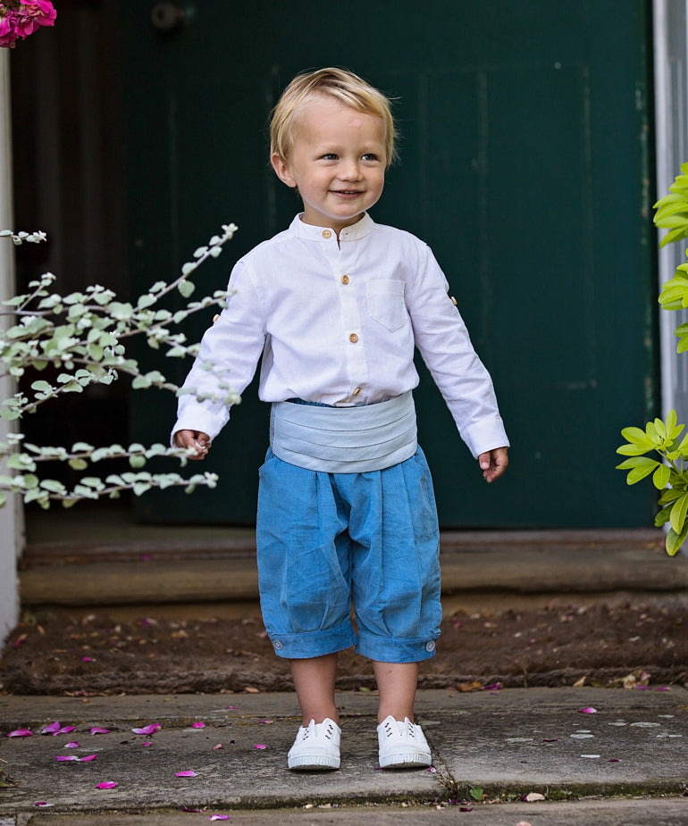 Pageboy Outfit in Ivory, blue and duck egg | Amelia Brennan Weddings