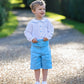 Blue Linen Page Boy Outfit | Amelia Brennan