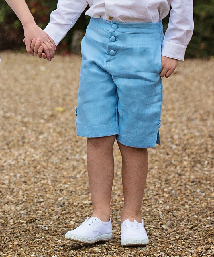 Blue Linen Pageboy Shorts | Amelia Brennan
