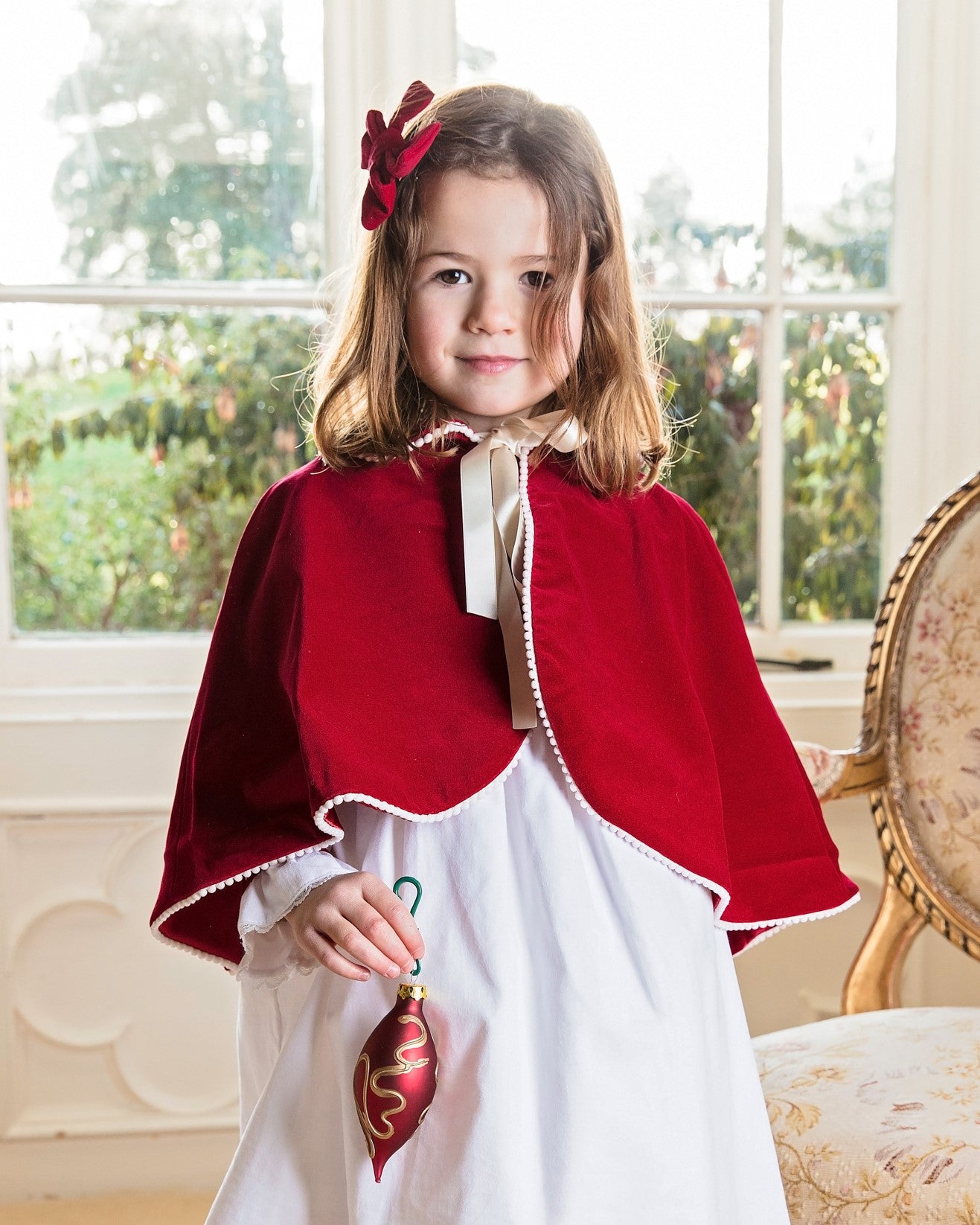 Red Velvet Winter Flower Girl Cape | Amelia Brennan