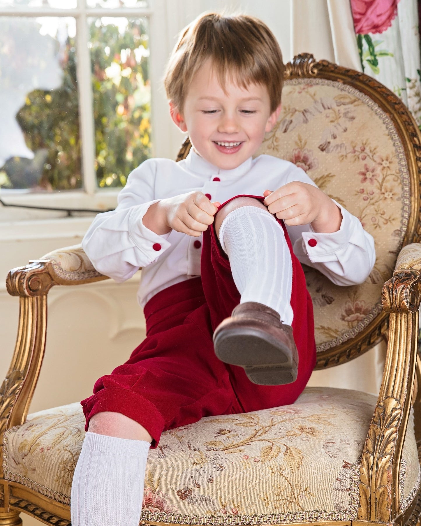 Red Velvet Page Boy Knickerbockers for Winter weddings