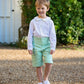 Soft Green Linen Pageboy Outfit by Amelia Brennan Weddings