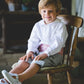 Pageboy in Grey Knickerbockers and Pink Cummerbund | Amelia Brennan Weddings