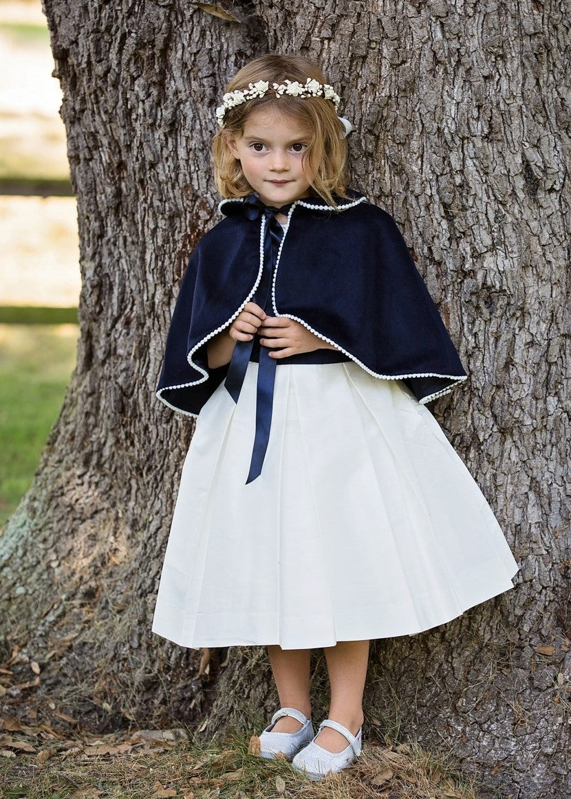 Navy Wool Girl's Bridesmaid Cape