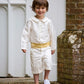 Ivory Pageboy Shorts and Shirt with Yellow Silk Cummerbund | Amelia Brennan