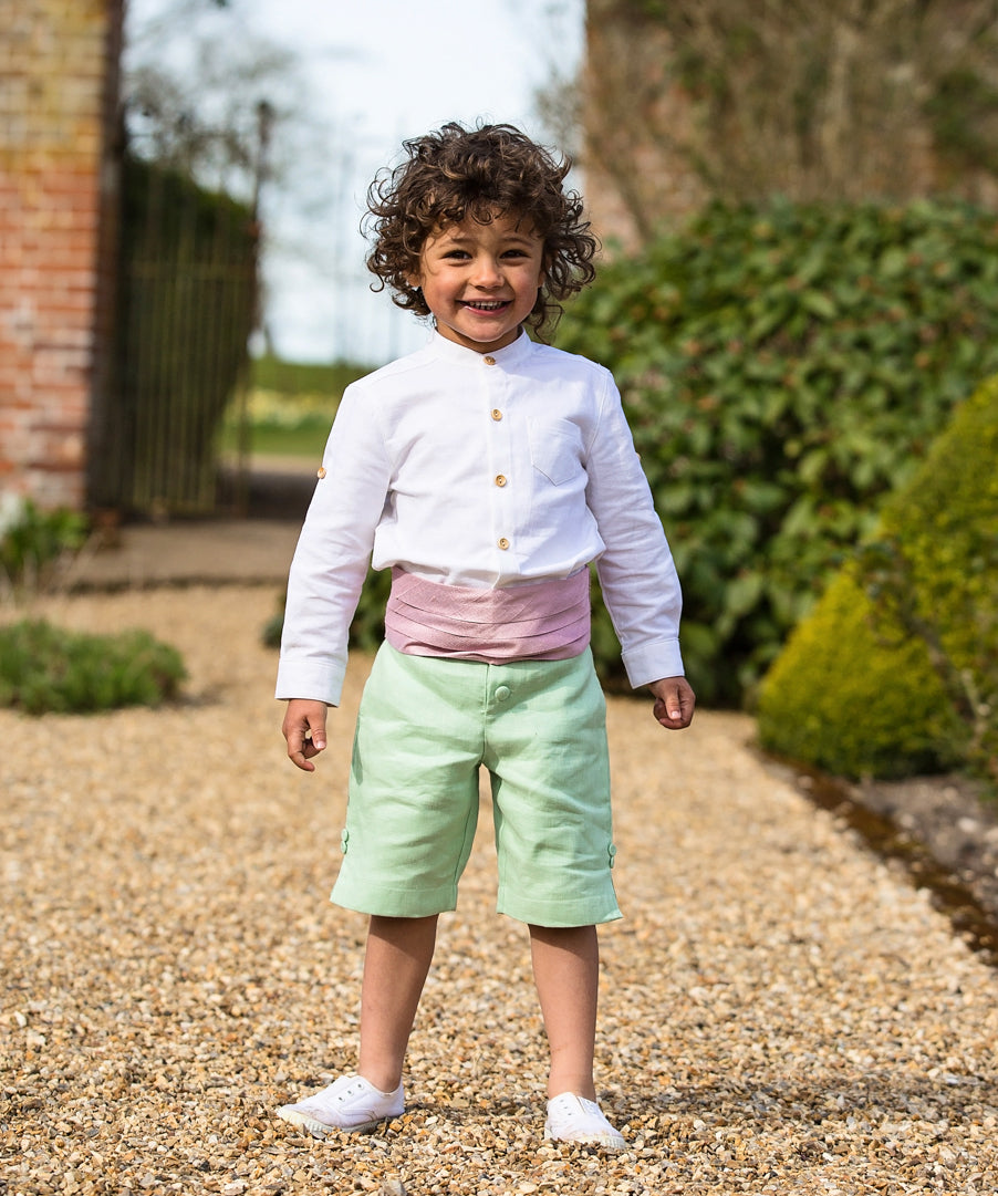 Ivory, Pink and Green Page Boy Outfit | Amelia Brennan