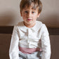 Page Boy in Ivory, Pink and Grey by Amelia Brennan Weddings