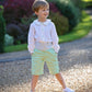 Green Pageboy outfit with contrast duck egg cummerbund | Amelia Brennan