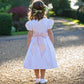White Dot Cotton Flower Girl Dress with Blush Silk Sash by Amelia Brennan Weddings