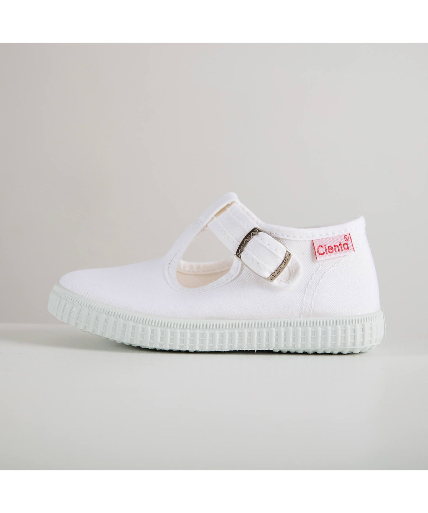White T-Bar Kids Shoes by Cienta (side)